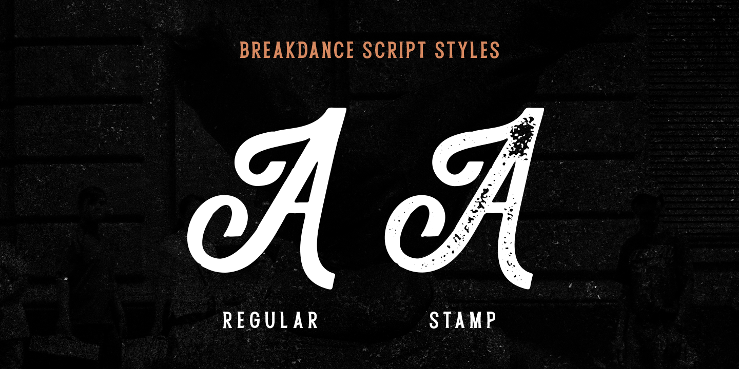 Beispiel einer Breakdance Reborn Script Stamp-Schriftart